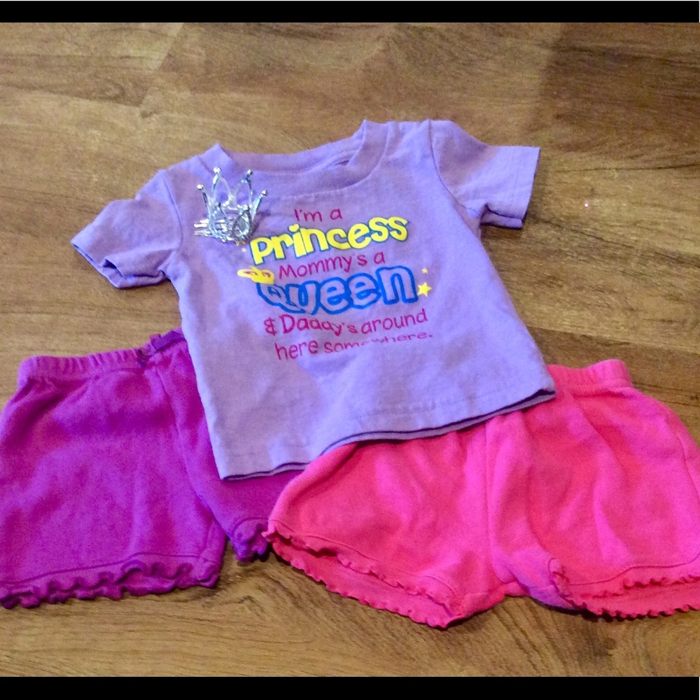 Princess Top, 2 pair of shorts.